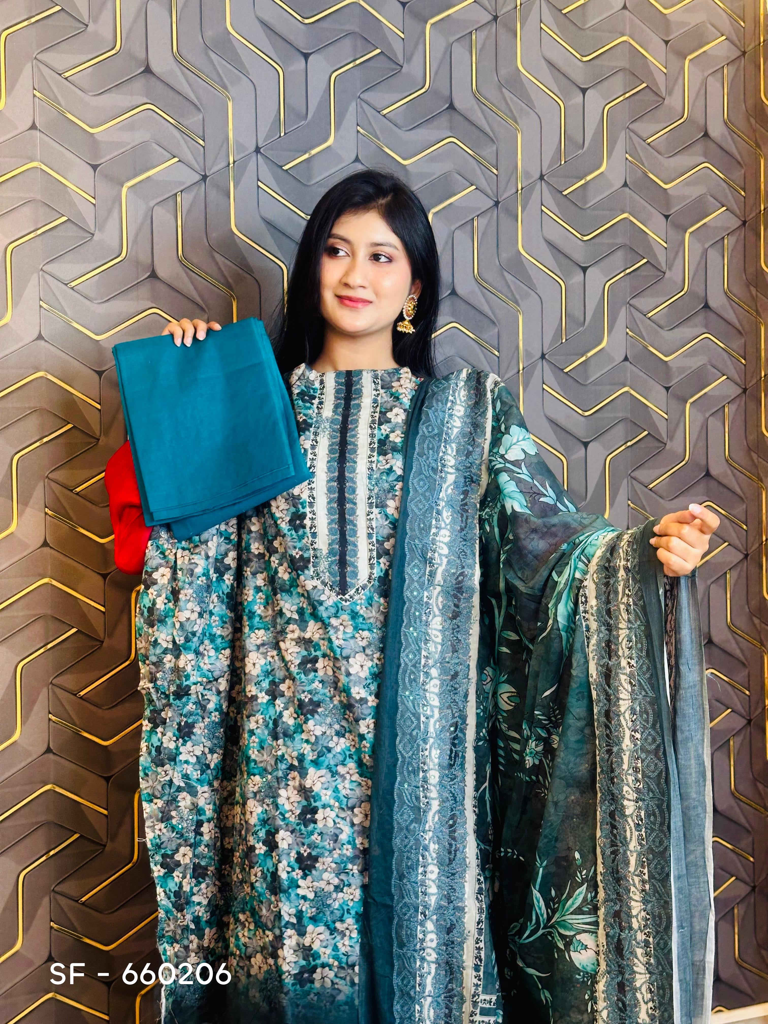 Pakistani Inspired Noor Cotton 3 Piece SF-660206