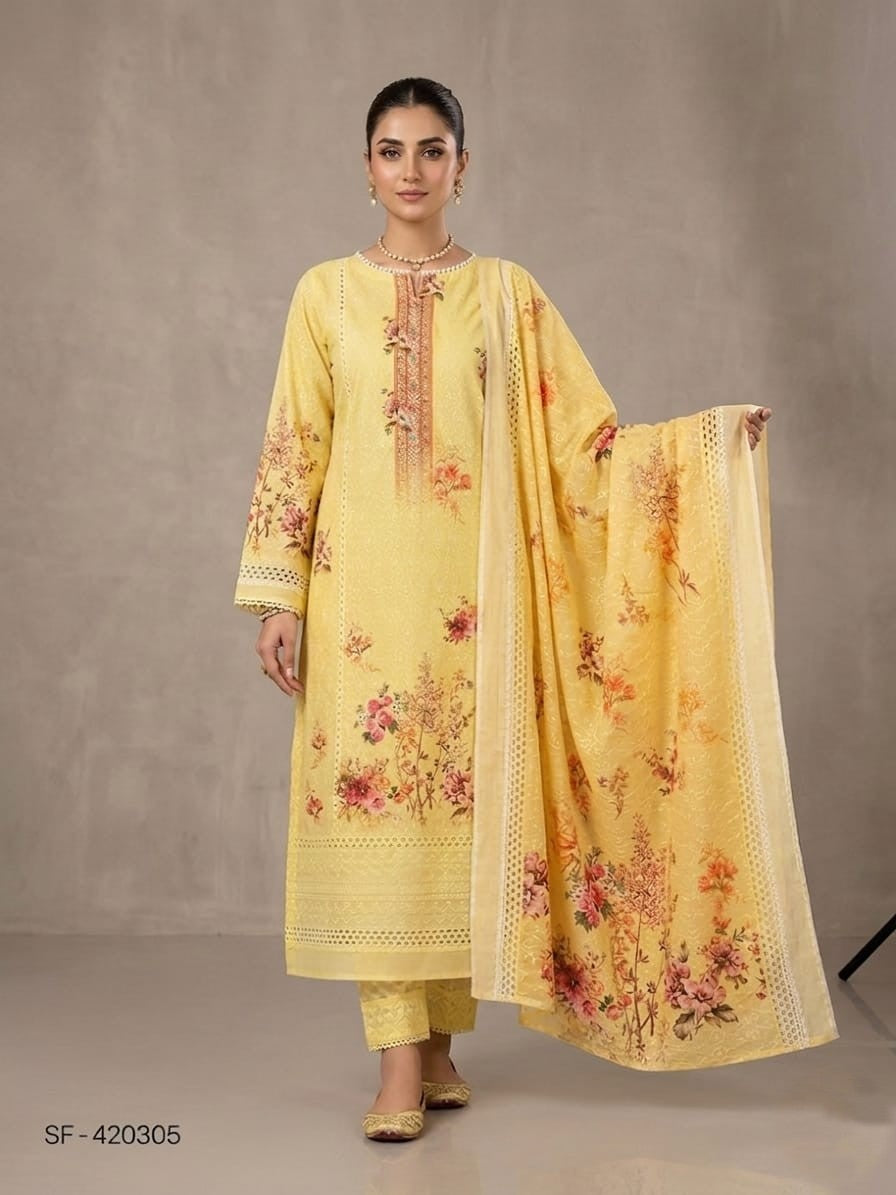 Indian Boutique Cotton Unstitched 3 Piece  SF-420305