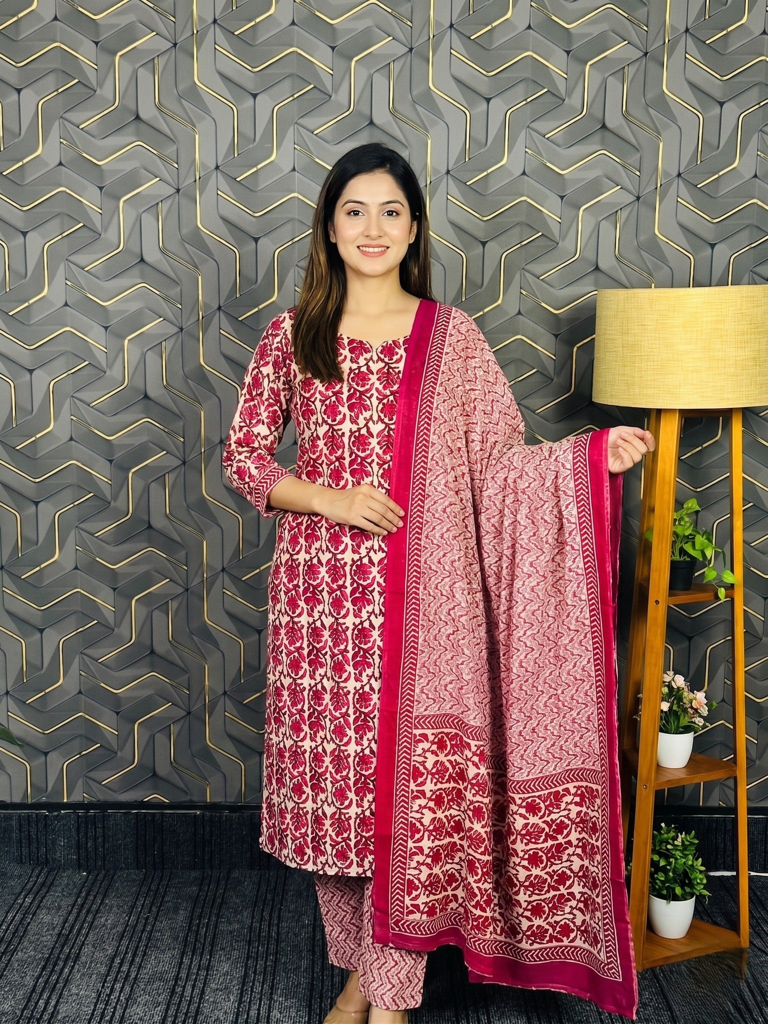 Kalamkari Unstitched Cotton 3 Piece  TC-821102