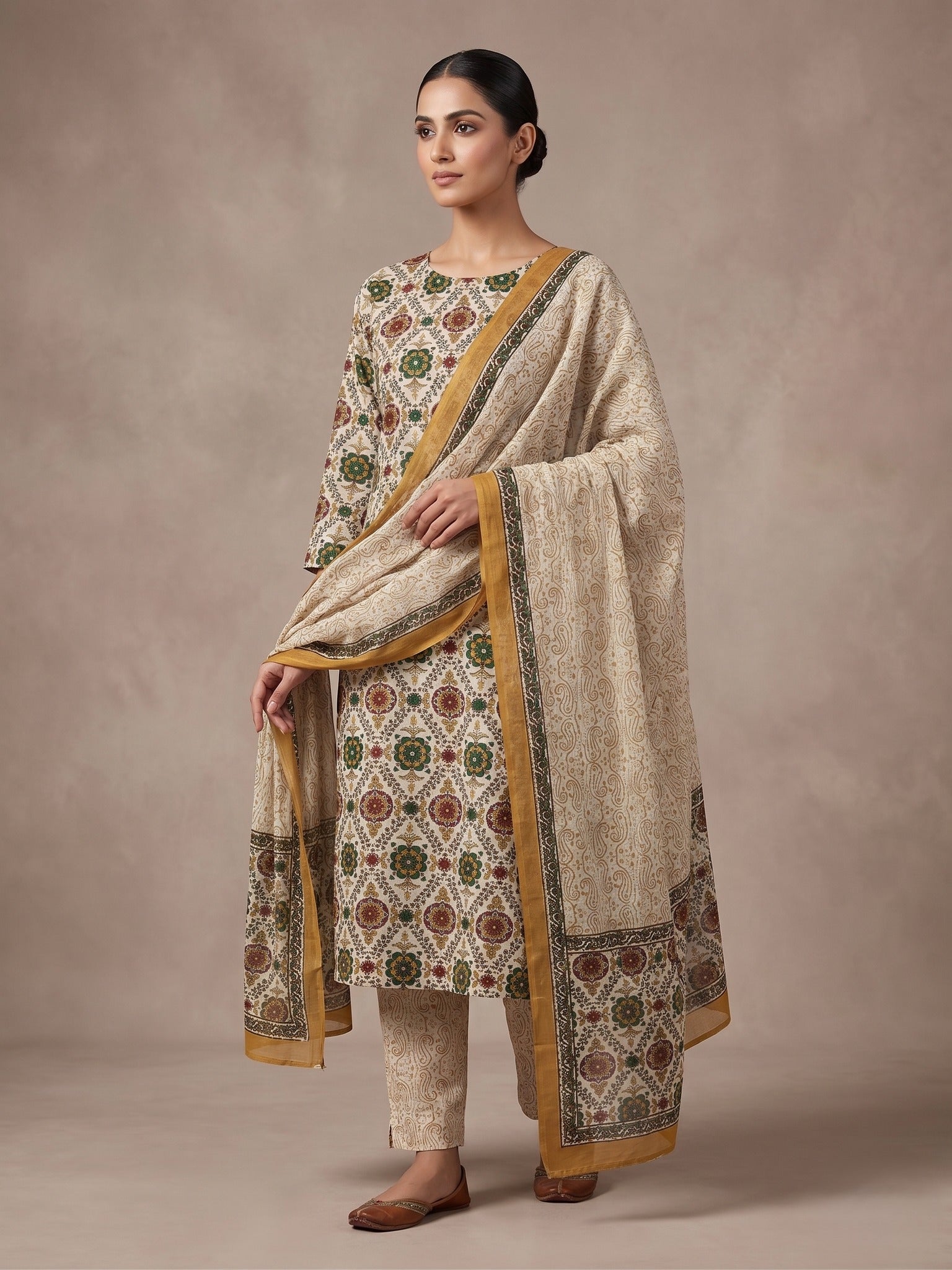 Kalamkari Unstitched Cotton 3 Piece  NB-521203