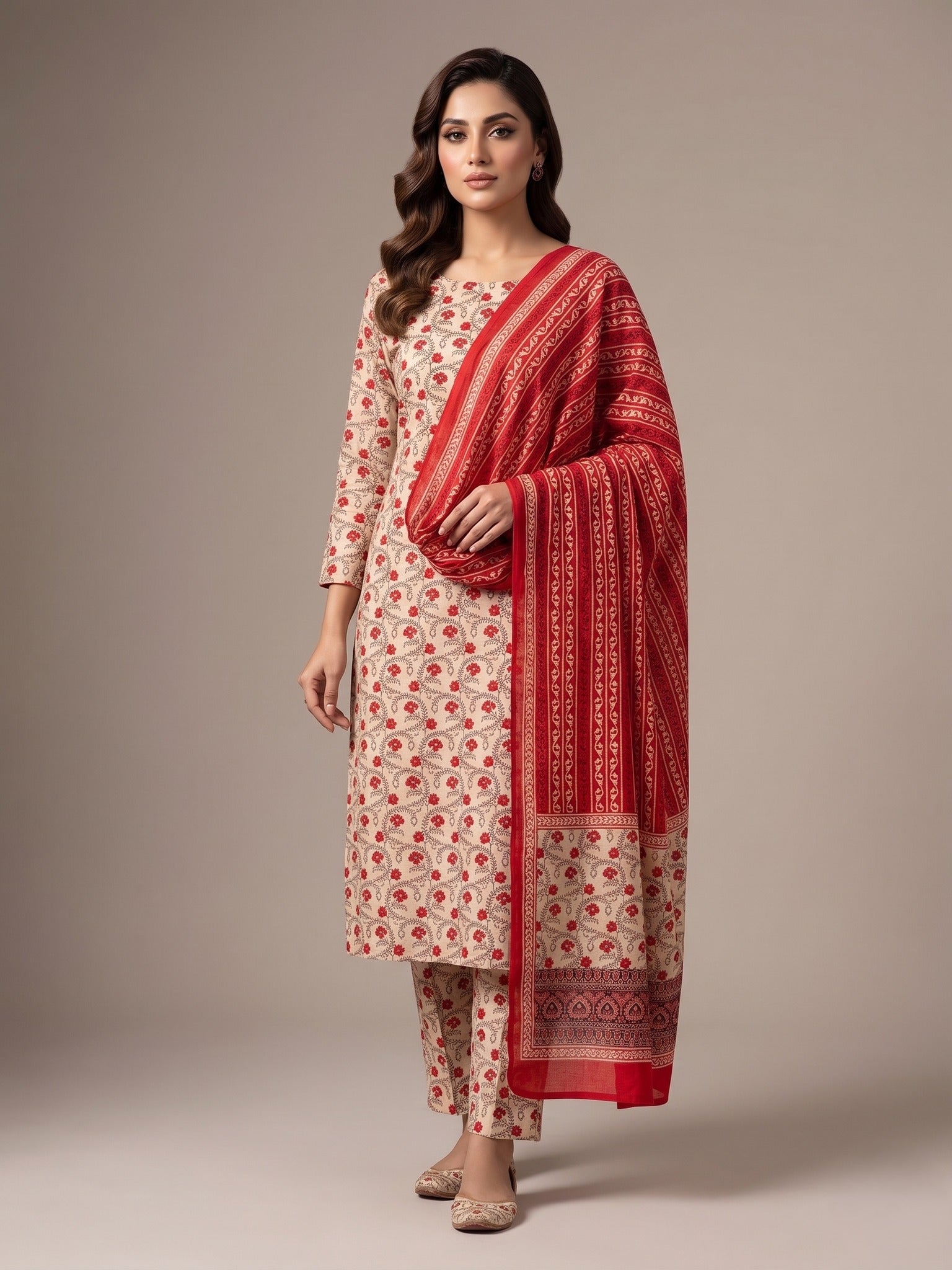 Kalamkari Unstitched Cotton 3 Piece  NB-521205