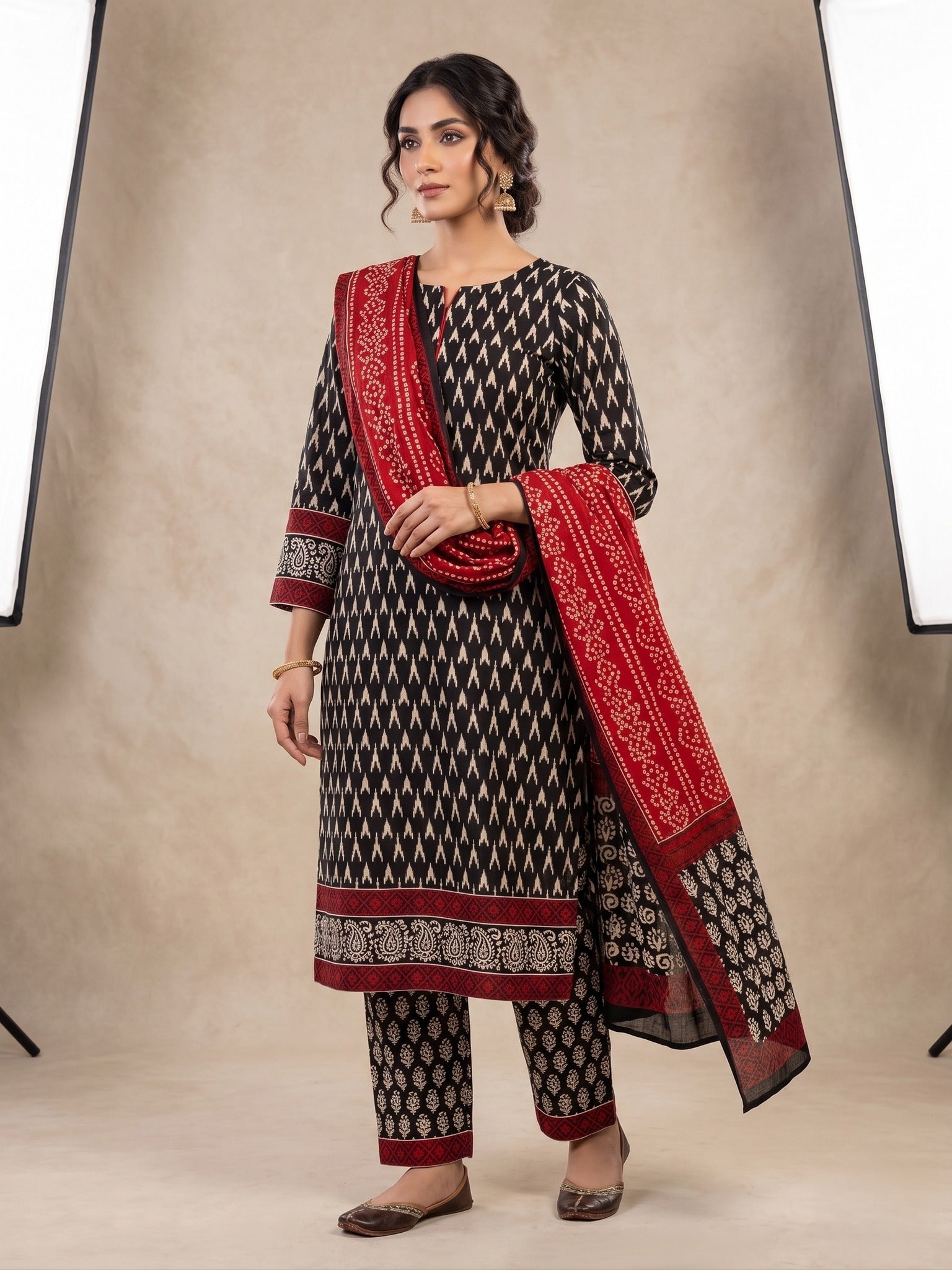 Kalamkari Unstitched Cotton 3 Piece  TC-821102