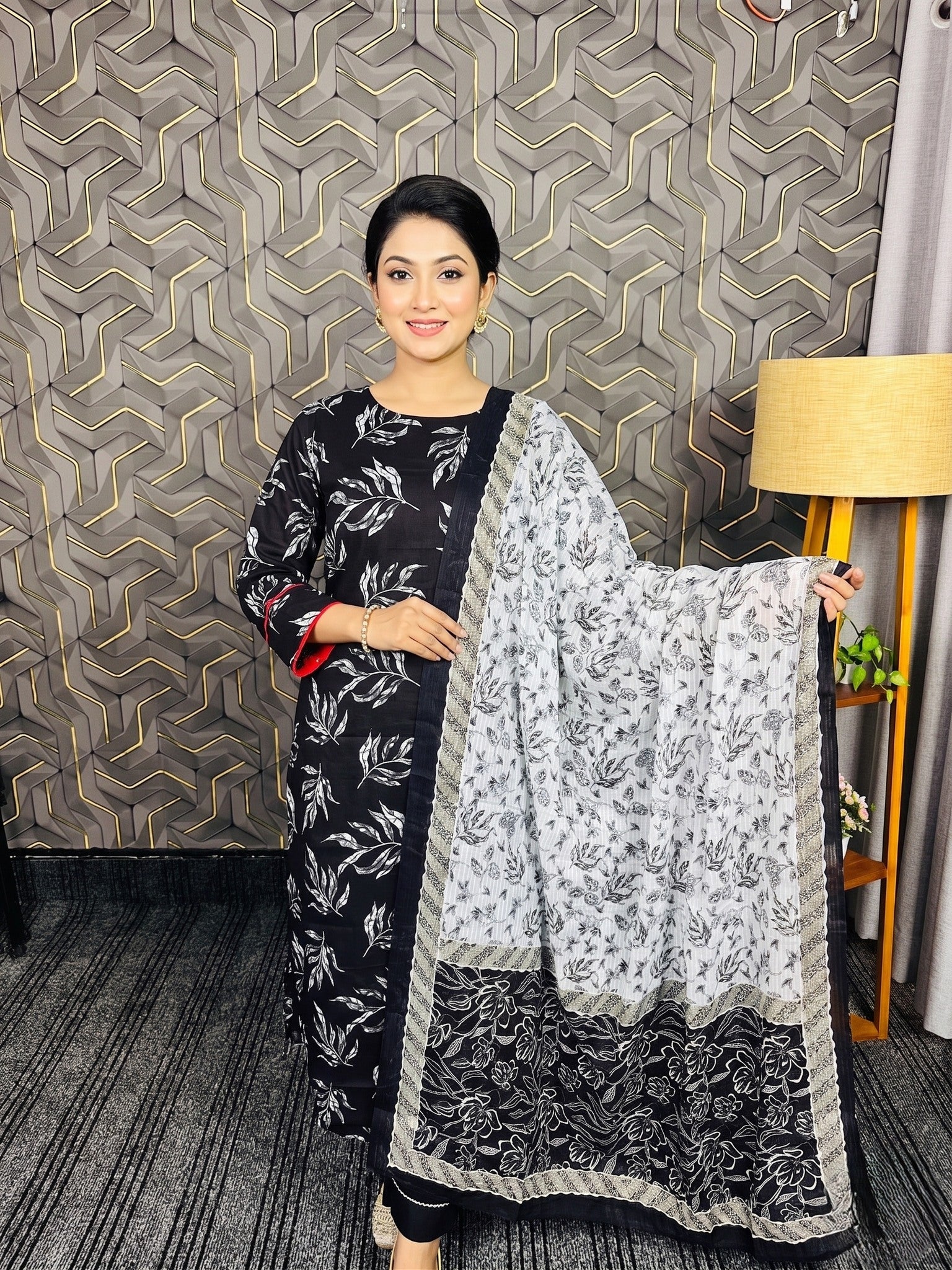 Kalamkari Unstitched Cotton 3 Piece  NB-241233