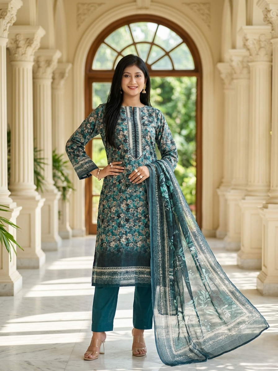 Pakistani Inspired Noor Cotton Unstitched 3 Piece SF-660206