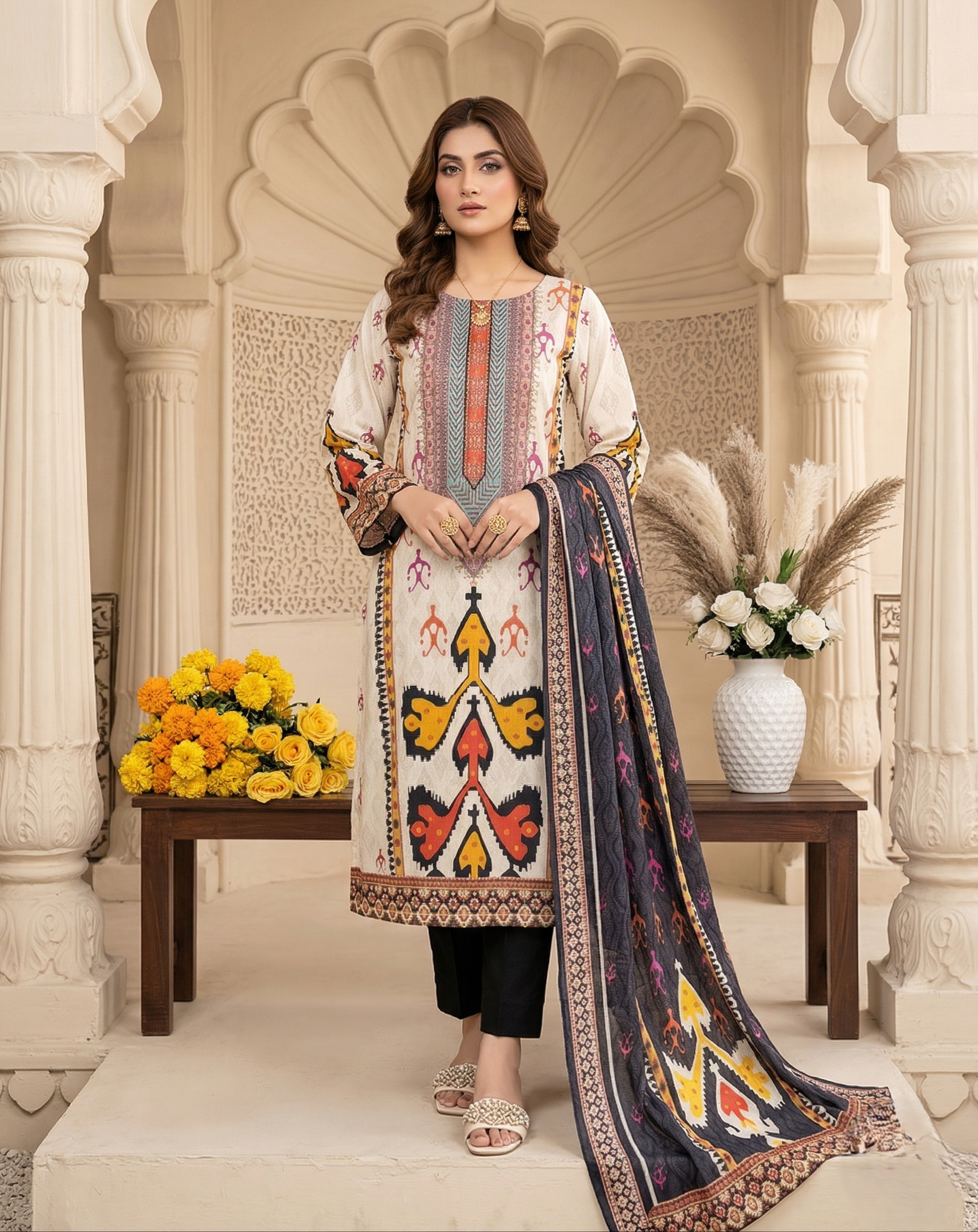 Premium Coco Print Unstitched 3 Piece PM-260214