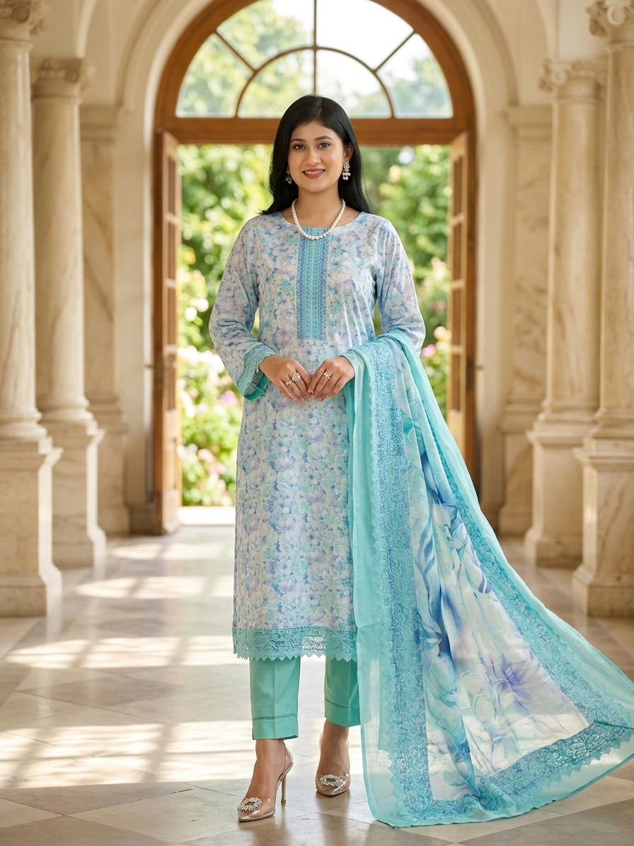 Pakistani Inspired Noor Cotton Unstitched 3 Piece SF-660209