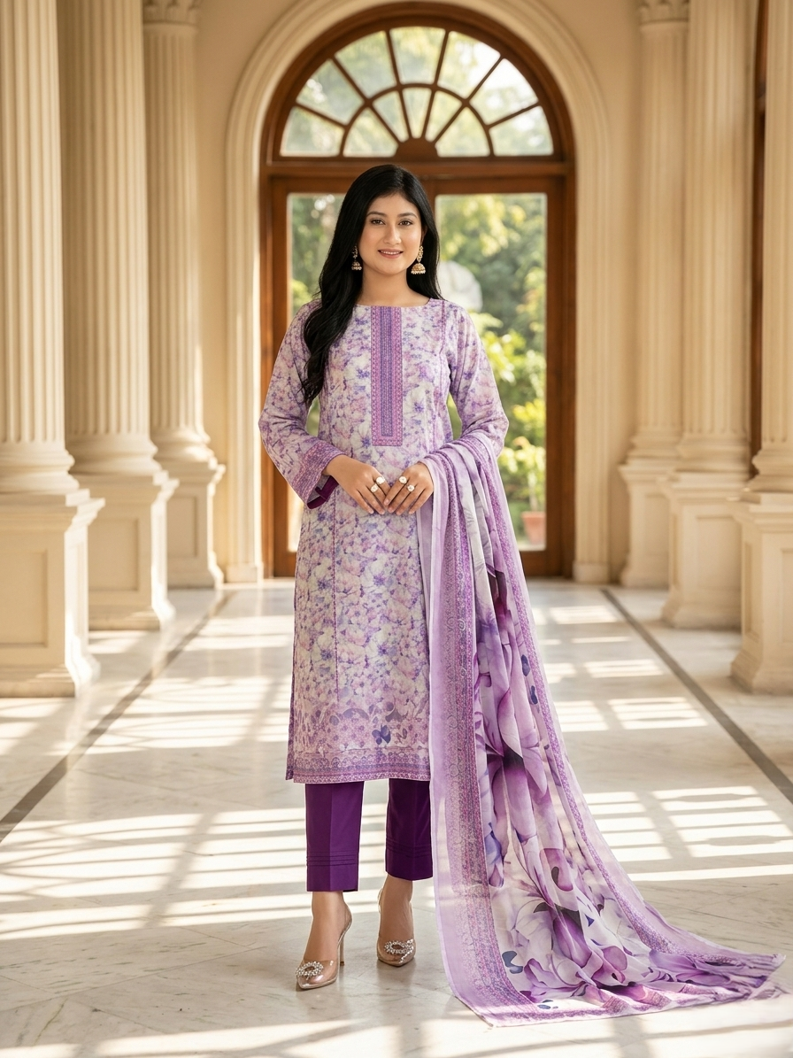 Pakistani Inspired Noor Cotton Unstitched 3 Piece SF-660203