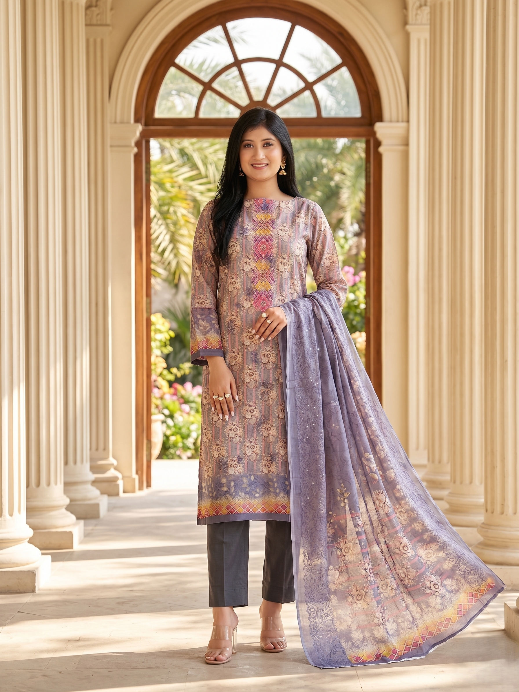 Pakistani Inspired Noor Cotton Unstitched 3 Piece SF-660211