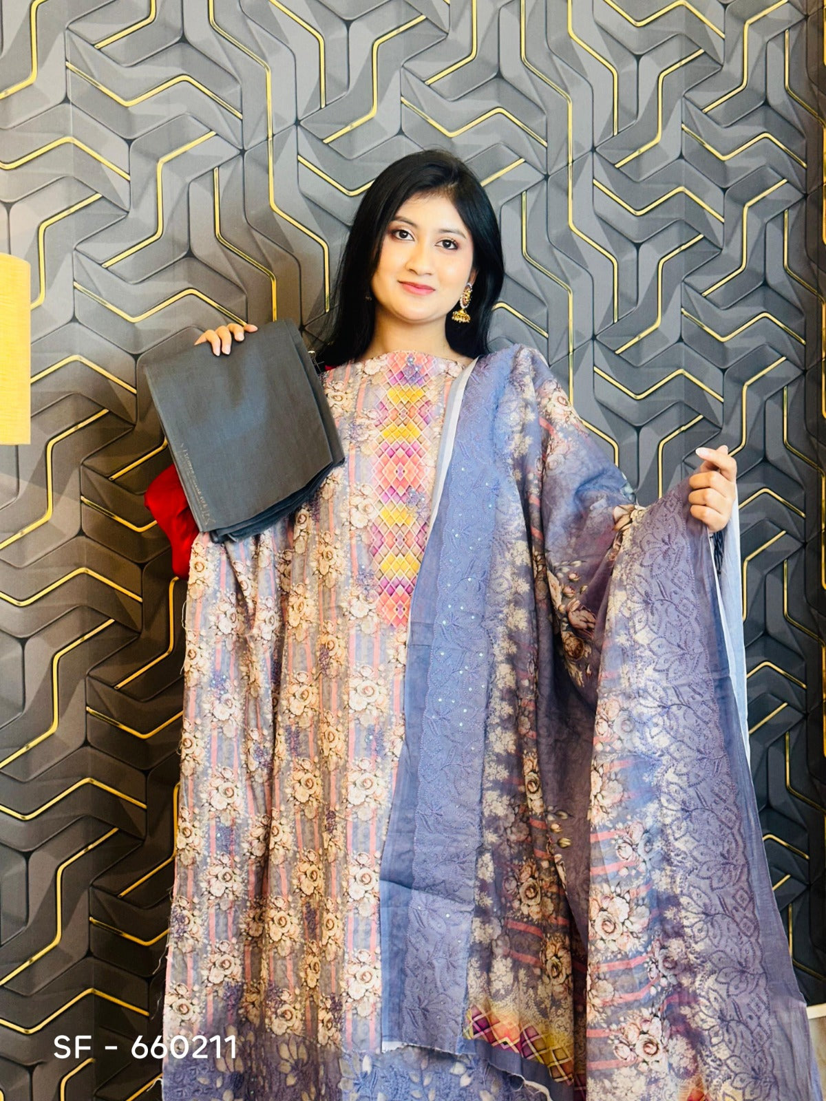 Pakistani Inspired Noor Cotton 3 Piece SF-660211